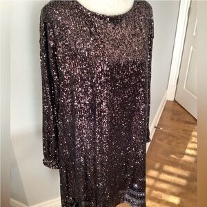 EUC Rock & Shine by Reitmans, dark copper/wine sequined shift dress XL/16